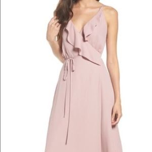 Wayf Pale pink Jamie Ruffle Lattice back Maxi dres